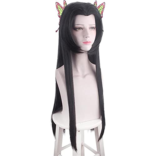 Aadesso Kochou Kanae for demon Kimetsu No Cosplay With Two Butterfly Clips Heat Resistant Synthetic Hair with wig cap