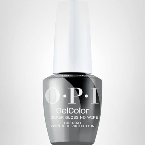 OPI GelColor Super Gloss No Wipe Top Coat | LED Cure Gel Nail Polish with High Shine Finish | For Nail Art & Chrome Powder Looks | Protects Color & Prevents Chipping | 0.5 Fl Oz