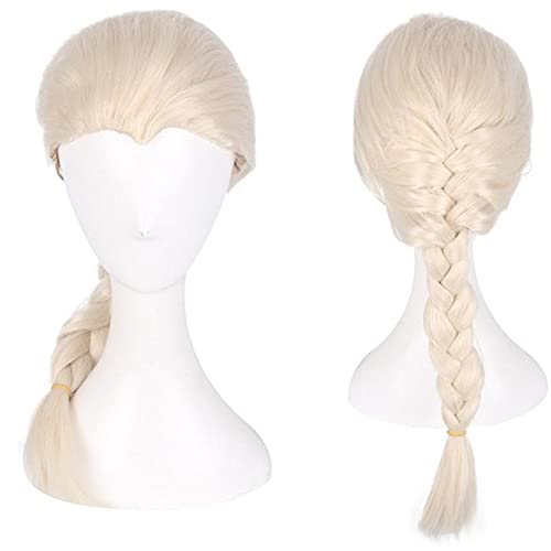 Aadesso Princess Wig Blonde Braided Elsa Cosplay Wig Synthetic Hair Wigs Halloween Party Daily Costume Wig(For K.id.s)