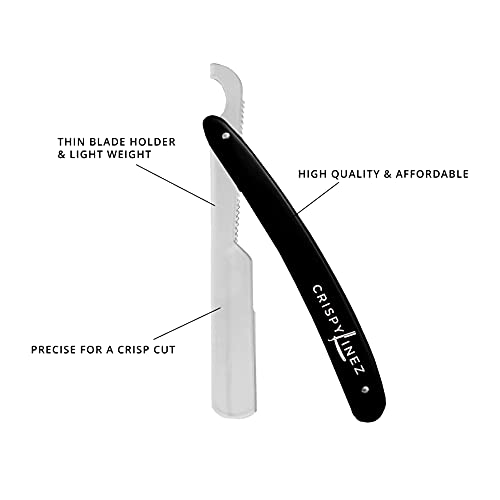 Crispy Linez Barber Turkish Razor | Professional Straight Razor (Black & Silver)