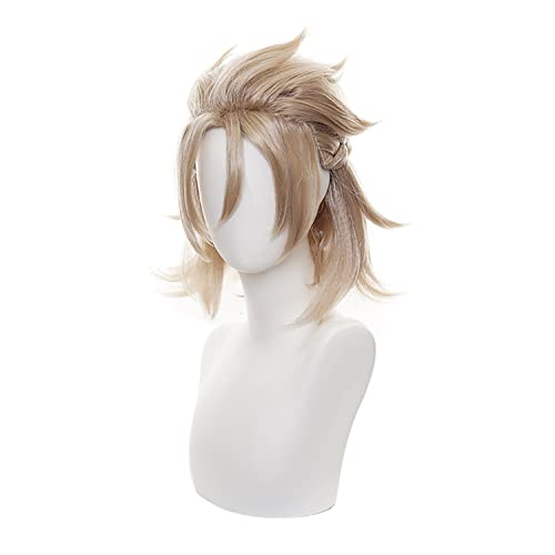 MoeLoli Venti Cosplay wig for Genshin Impact Blue Long Synthetic Hair wigs Ponytails Bangs (Venti)