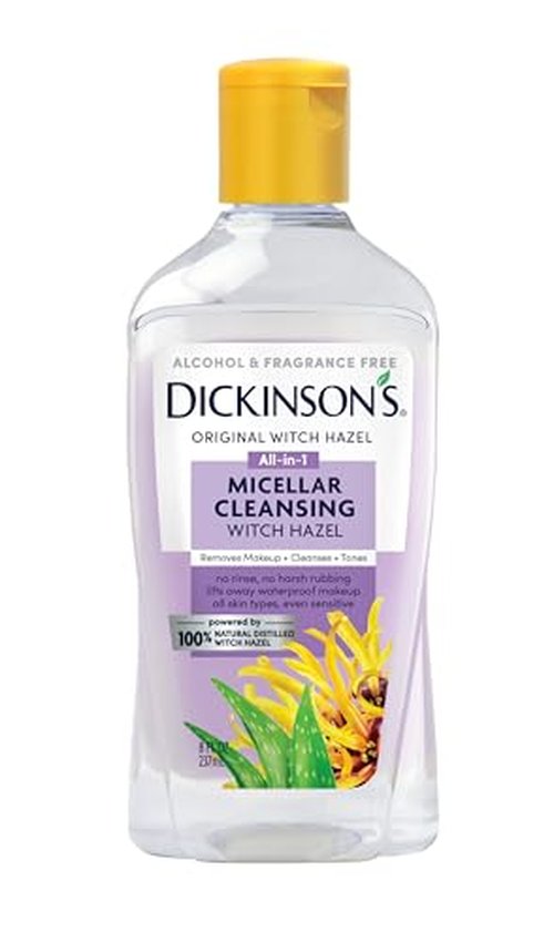 Dickinson's Micellar Cleansing Witch Hazel, An All-in-1 Makeup Remover, Pore Refiner, Skin Cleanser and Toner; Alcohol Free with Aloe, for Sensitive Skin, 16oz