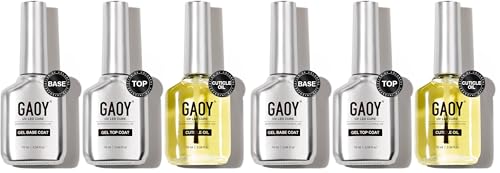 GAOY Gel Top Coat, Nail Strengthener and Base Coat Set, 3 Pcs 16ml Clear Glossy No Wipe Combination for UV Light Cure Gel Nail Polish