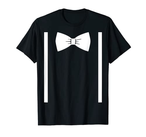 Bow Tie Suspenders Funny Halloween Simple Costume Suit Joke T-Shirt