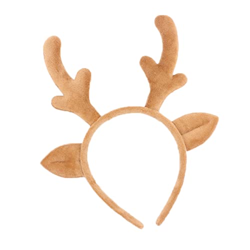 BengLiu Christmas Easter Halloween and Holiday Party Plush Headband Reindeer Antler Hair Hoop Headwear for Children Adult (Khaki)