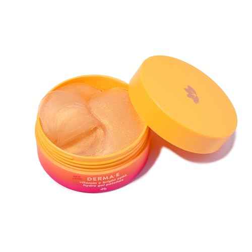 Derma E Vitamin C Bright Eyes Hydro Gel Under Eye Patches (30 Pairs), Allantoin, Caffeine & Vitamin B3, Eye Masks to Helps Reduce Fine Lines, Wrinkles, Dark Circles & Puffy Eyes, 60ct