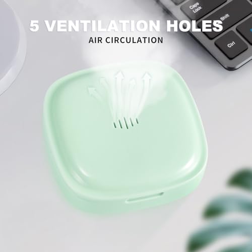 Annhua Retainer Holder Slim Mouth Guard Case with Magnetic Closure-Partial Denture Case with Vent Holes-3.34" x 3.34" x 0.98" Retainer Container Case with Silicone Lanyard for Travel-Blue