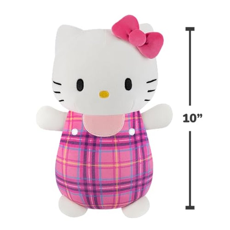 Squishmallows Original Sanrio 10in Plaid Hello Kitty HugMees – Ultrasoft Official Jazwares Plush (Medium-Sized)