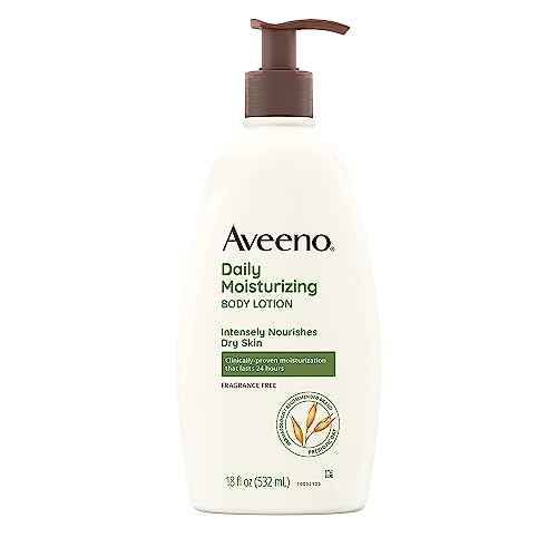 Aveeno Daily Moisturizing Body Lotion for Dry Skin with Prebiotic Oat, Fragrance & Paraben Free, Non-Greasy, Non-Comedogenic, for Sensitive Skin & 48-Hour Moisturizer 18 Fl Oz