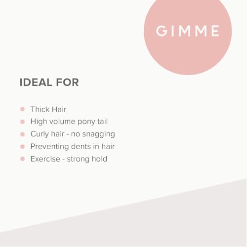 Gimme Beauty Thick Hair Extra Stretch Bands - Patent-Pending Design for Maximum Hold - Premium Ties for Thick & Curly Hair - Sleek & Strong Hold - Black, 6 Pack