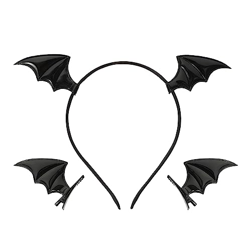 Beaupretty Halloween Bat Hair Clips Bat Wings Headband Cartoon Bat Ears Headband Hair Accessories Cosplay Costume Black