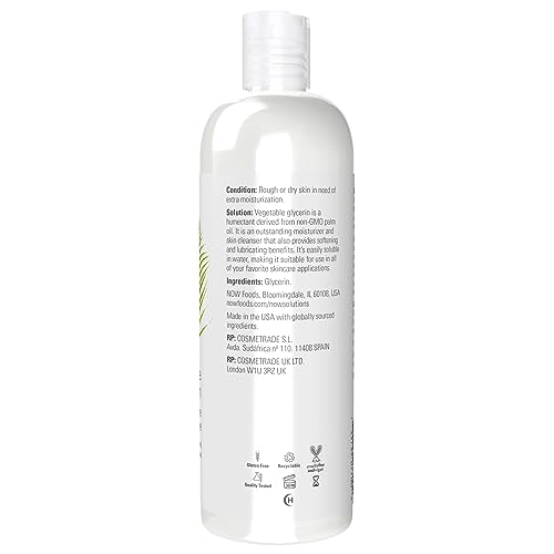 NOW Foods Solutions, Vegetable Glycerin, 100% Pure, Versatile Skin Care, Softening and Moisturizing, 16-Ounce