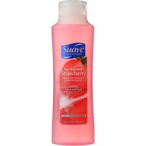 Suave Shampoo, Sun-Ripened Strawberry Family-Size 2-Pack – Energizing Shampoo with Strawberry Extract & Vitamin E, 22.5 Oz Ea