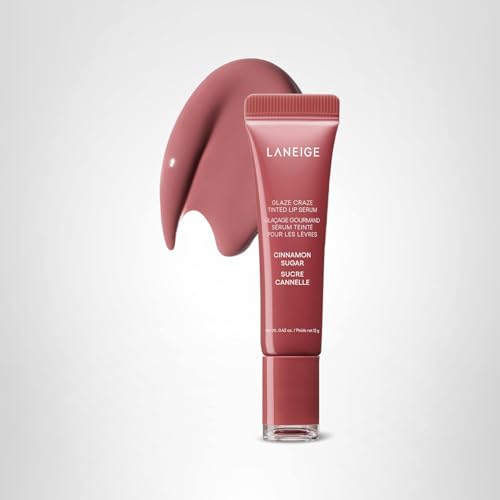 LANEIGE Glaze Craze Tinted Lip Serum, Cinnamon Sugar: Hydrating Lip Serum for Glossy, Nourished Lips with Plumping Polypeptides