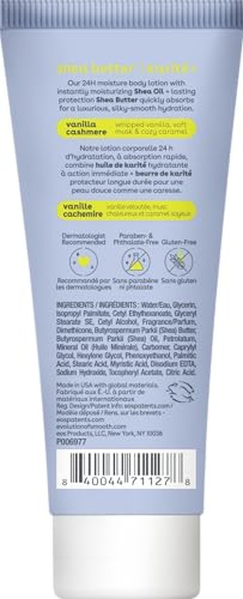 eos 24H Moisture Travel Body Lotion- Fresh & Cozy, Travel Size Essential, Toiletries, Mini Body Lotion, 2.5 fl oz
