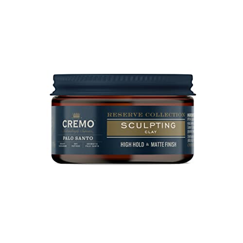 Cremo Premium Barber Grade Hair Styling Palo Santo (Reserve Collection) Sculpting Clay, High Hold, Matte Finsh, 4 Oz