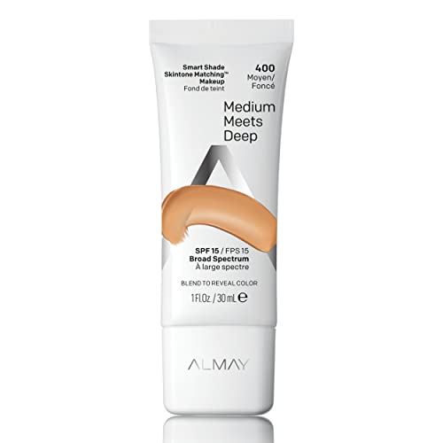 Almay Smart Shade Skintone Matching Makeup, Hypoallergenic, Cruelty Free, Oil Free, -Fragrance Free, Dermatologist Tested Foundation with SPF 15, Medium Meets Deep, 1oz