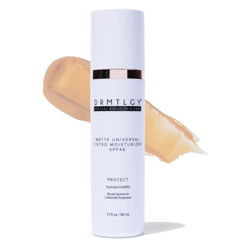 DRMTLGY Universal Tinted Moisturizer SPF 46 – Hydrating Dewy Tinted Sunscreen for Face with Zinc Oxide & Octinoxate – Niacinamide & Hyaluronic Acid – Broad Spectrum Lightweight Daily SPF, 1.7 oz