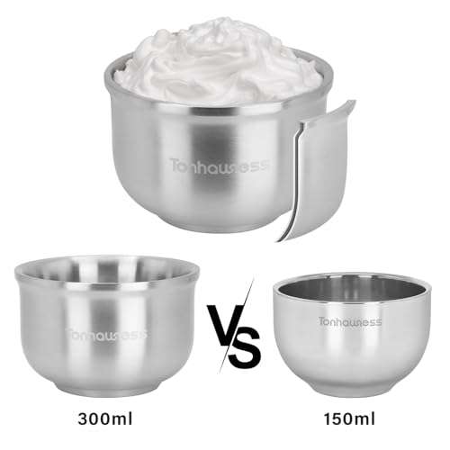 Shaving Brushes Kit For Men, 4 In 1 Shaving Brush Set Includes Nylon Bristle Shaving Brush, Sandalwood Shaving Cream, Stainless Steel Shaving Bowl and Stand