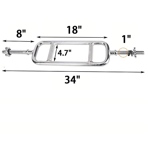 uyoyous 34'' Olympic Triceps Bar, Weight Bar Standard Threaded Solid Triceps Bar Curl Weight Deadlift Barbell with 2 Ring Collars Home Gym Weightlifting & Bodybuilding Exercise for Squats Shrugs