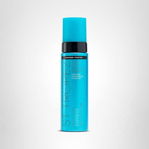 St.Tropez Express Mousse 6.7 Fl Oz with Applicator Mitt | Fast Acting Tan, Develops in 1-3 Hours | Double Sided Luxe Mitt for Streak-Free Tan | Vegan & Cruelty Free