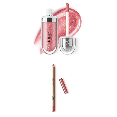 KIKO Milano 3D Hydra Lip Gloss - Pearly Mauve + Creamy Colour Comfort Lip Liner - Pinkish Brown