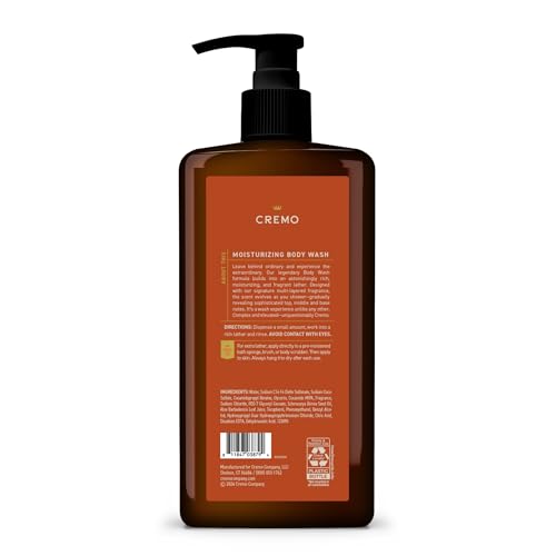 Cremo Rich-Lathering Golden Amber Body Wash for Men, Notes of Red Currant, Pineapple, Ambergris and Moss, 32 Fl Oz