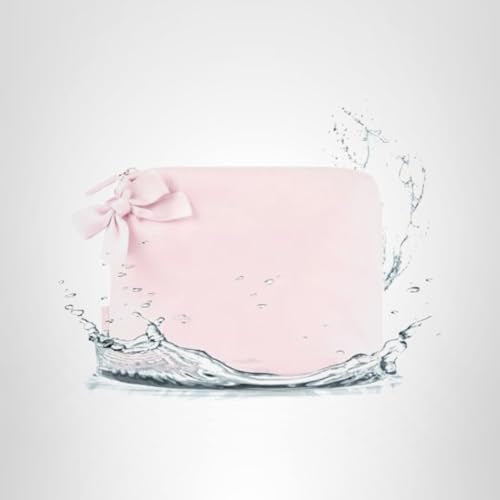 Case-Mate Essential Crinkle Bow Makeup Bag - Waterproof Zipper Pouch - Daily Use Travel Pouch for Toiletries and Beach Essentials - Perfect Small Cosmetic Bag for Secure Storage - Ballet Pink