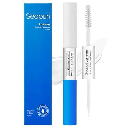 Lashrum Eyelash Enhancing Serum | Lash Growth Serum with Caffeine, Peptide & Biotin | for Longer, Fuller Lashes | Dual Brush for Precise & Full Application | Non-Irritating, Daily Use