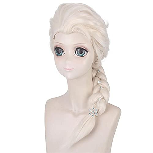 Women's Long Blonde Braided Elsa Wig Halloween Cosplay Wig Costume Party (For Adults)