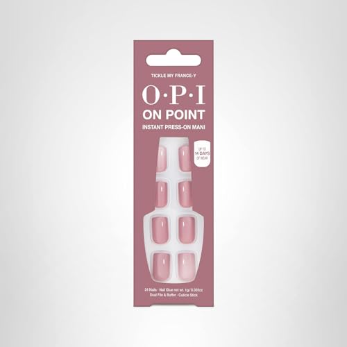 OPI On Point Tickle My France-y | Short Round Mauve Nude Neutral Press On Nails | With Nail Glue | Long Lasting, Reusable, Non-damaging