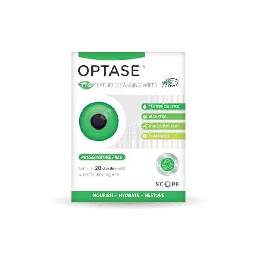 OPTASE Tea Tree Oil Eyelid Cleansing Wipes, Box of 20