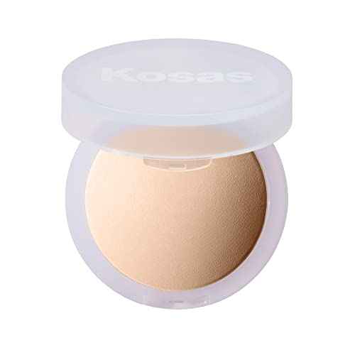 Kosas Cloud Set Face Setting Powder - Smoothing Shine Control, Soft, Sheer Translucent Makeup Finish, Portable & Long-Lasting Loose Pressed Baking Powder - Feathery (Sheer Light Medium)
