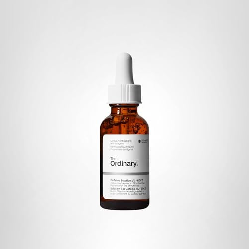 The Ordinary Caffeine Solution 5% + EGCG, Depuffing Eye Serum for Dark Circles and Tired Eyes, 1 Fl Oz