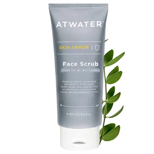 ATWATER Skin Armor Exfoliating Face Scrub,Men’s Facial Cleanser - Smoothes and Cleans Skin to remove Dead Skin - Travel Size Mens Face Exfoliator Leaving you Fresh and Vibrant - 3.4 oz