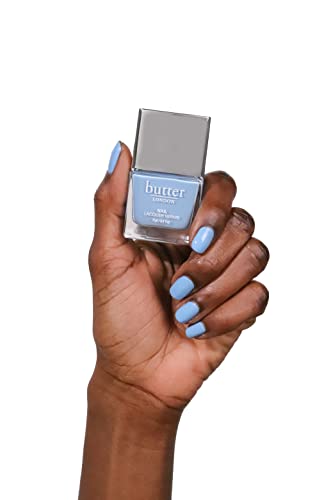 butter LONDON Patent Shine 10X Nail Lacquer, Helps Protect & Strengthen Nails, Gel-Like Finish & Chip-Resistant, 10-Free Formula, Vegan, Cruelty & Paraben Free, Waterloo Blue