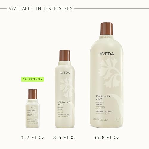Aveda Rosemary Mint Purifying Shampoo | Clarifying Shampoo | Gently Removes Buildup, Adds Shine | For Normal to Oily Hair, Fine to Medium Hair | Invigorating Aroma| 97% Naturally Derived*, 1.7 Fl Oz