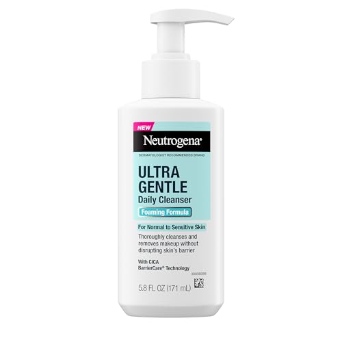 Neutrogena Ultra Gentle Foaming Facial Cleanser, Fragrance Free Hydrating Face Wash for Sensitive Skin, Daily Non Over Drying Makeup Remover, Hypoallergenic, Soap & Dye Free, Non-Comedogenic, 16 Fl Oz