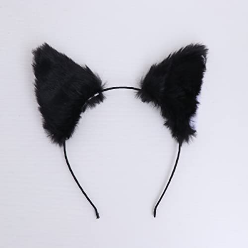 PartyKindom White Head Band Black Bandana Headband Black Outfit Toddler Clothes Party Headband Cute Plush Party Hair Hoop Cat Headband Furry Ear Wolf Ears Props Animal Cat Fox Girl Child Bulk