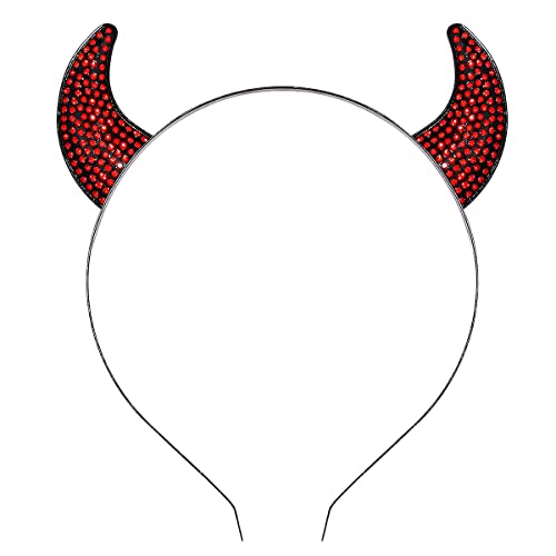 NEVEF Halloween Devil Horns Headband for Women Shining Halloween Headband Costume Party Accessory for Men (Classic Devil Horn)