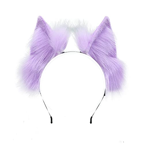 Faylay Wolf/Fox/Cat Ear Cosplay Headwear Girl Accessories Handmade Hairband Furry Ear Faux Fur Headband (SJ-4 Orange)