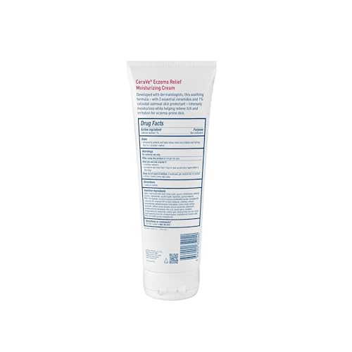 CeraVe Eczema Relief Moisturizing Cream with Colloidal Oatmeal, Shea Butter & Vitamin E For Dry Skin & Itchy Skin Relief, Steroid Free & Paraben Free, 8oz
