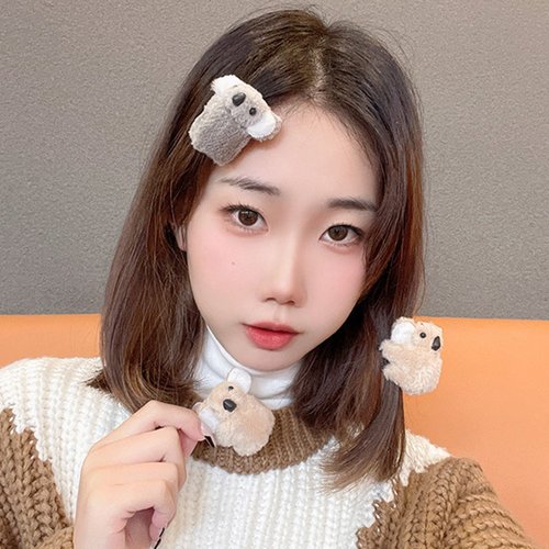 Handmade Plush Koala Hair Clip Cute Animal Side Bangs Grip for Women