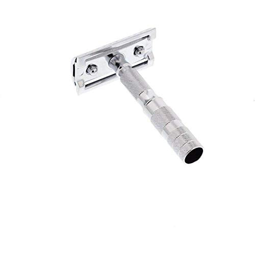 Merkur 933C Travel Double Edge Safety Razor - Compact Design with Leather Case, Chrome Finish