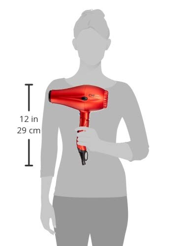CHI 1400 Series Compact Hair Dryer - Powerful, Lightweight & Quick-Drying for Shiny, Frizz-Free Hair | Red