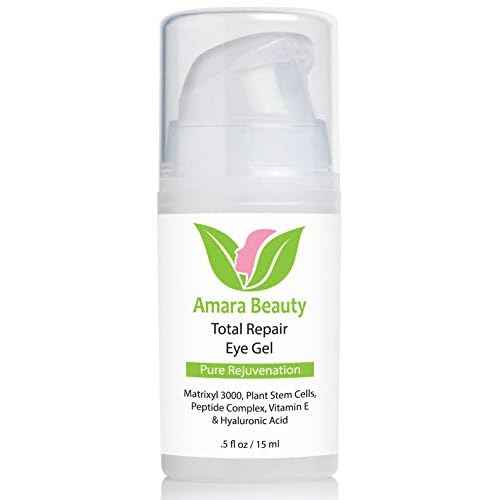 Amara Beauty Eye Cream Gel for Dark Circles and Puffiness with Peptides & Hyaluronic Acid, 0.5 fl. oz.