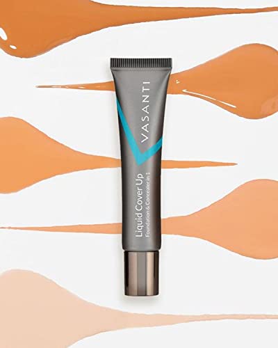 Vasanti Cosmetics Liquid Cover-Up | Oil-Free Foundation & Concealer in One - Shade V12