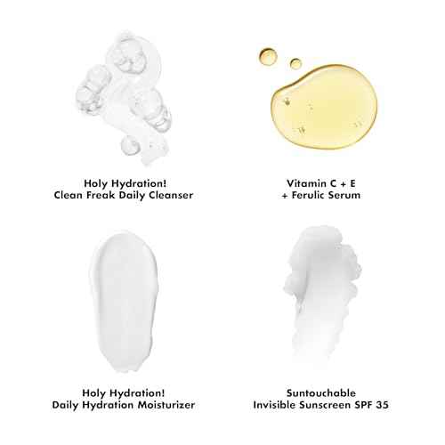 e.l.f. SKIN Wake the e.l.f. Up Skincare Kit, Travel-Size Hydrating Face Cleanser, Sunscreen, Moisturizer & Brightening Serum, Vegan & Cruelty-Free