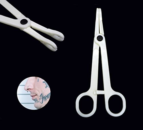Piercing Clamps 8pcs Disposable Piercing Forceps Clamp Slotted Navel Forceps Piercing Pliers,Suitable for ear, navel, lips, tongue, nose and other body parts piercing tools(TN017-8PCS)