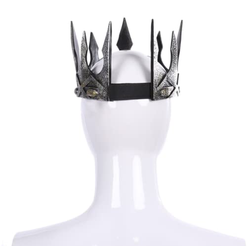 LEEMASING Antique King Medieval Headband Men Headdress Party Favors Halloween For Wedding Birthday Party Babyshower Pageant (Silver)